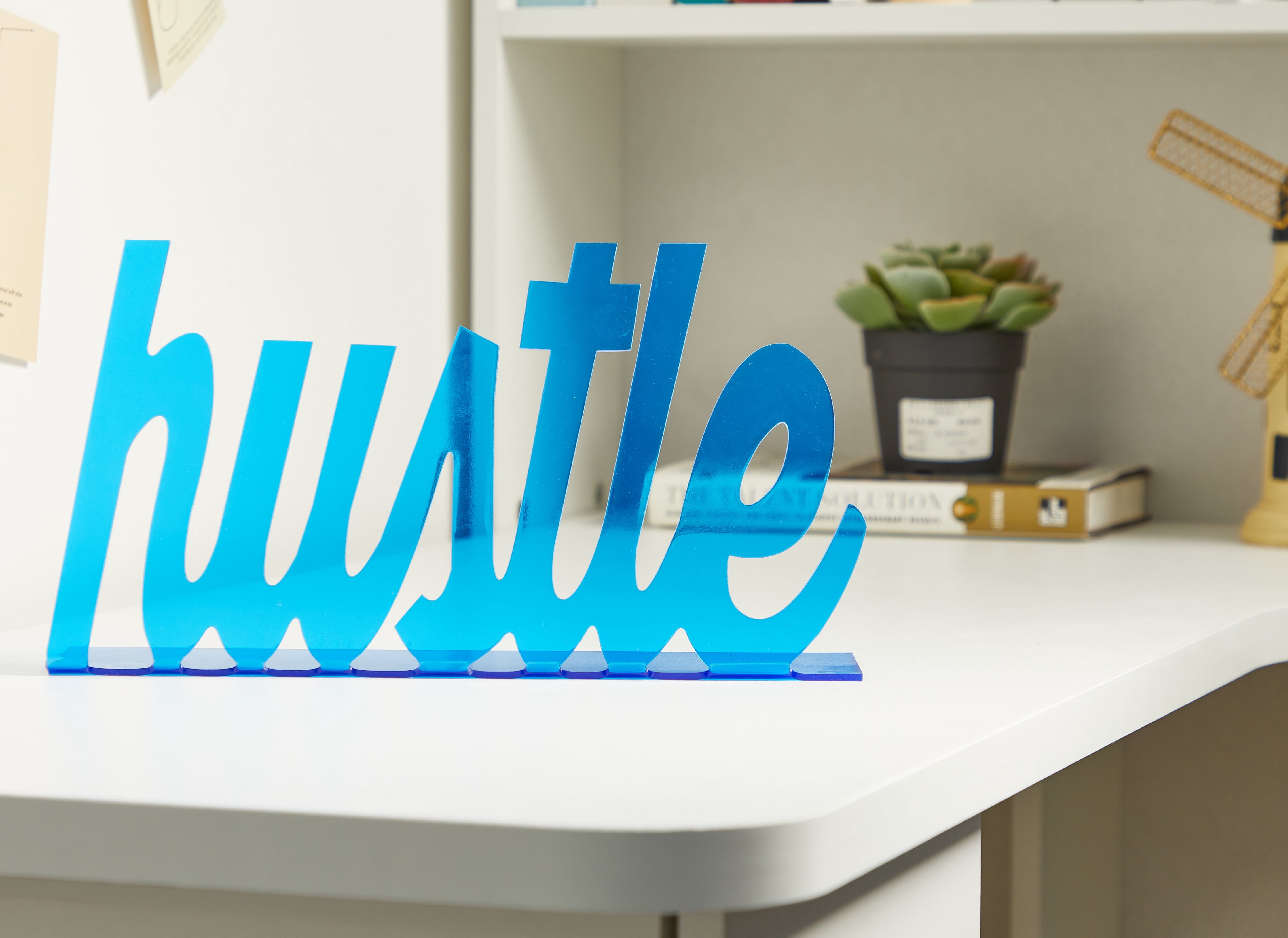Urban Shop Hustle Acrylic Sign 12"L x 3" W x 7"H