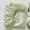 1PC Green Bed Sheet With Elastic Striped Fitted Sheet SkinFriendly