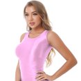 thumbnail image 2 of YONGHS Women's Mesh Sheer Glossy Tank Top Stretchy Sleeveless Sportswear Workout Yoga Vest Tops Pink L, 2 of 6