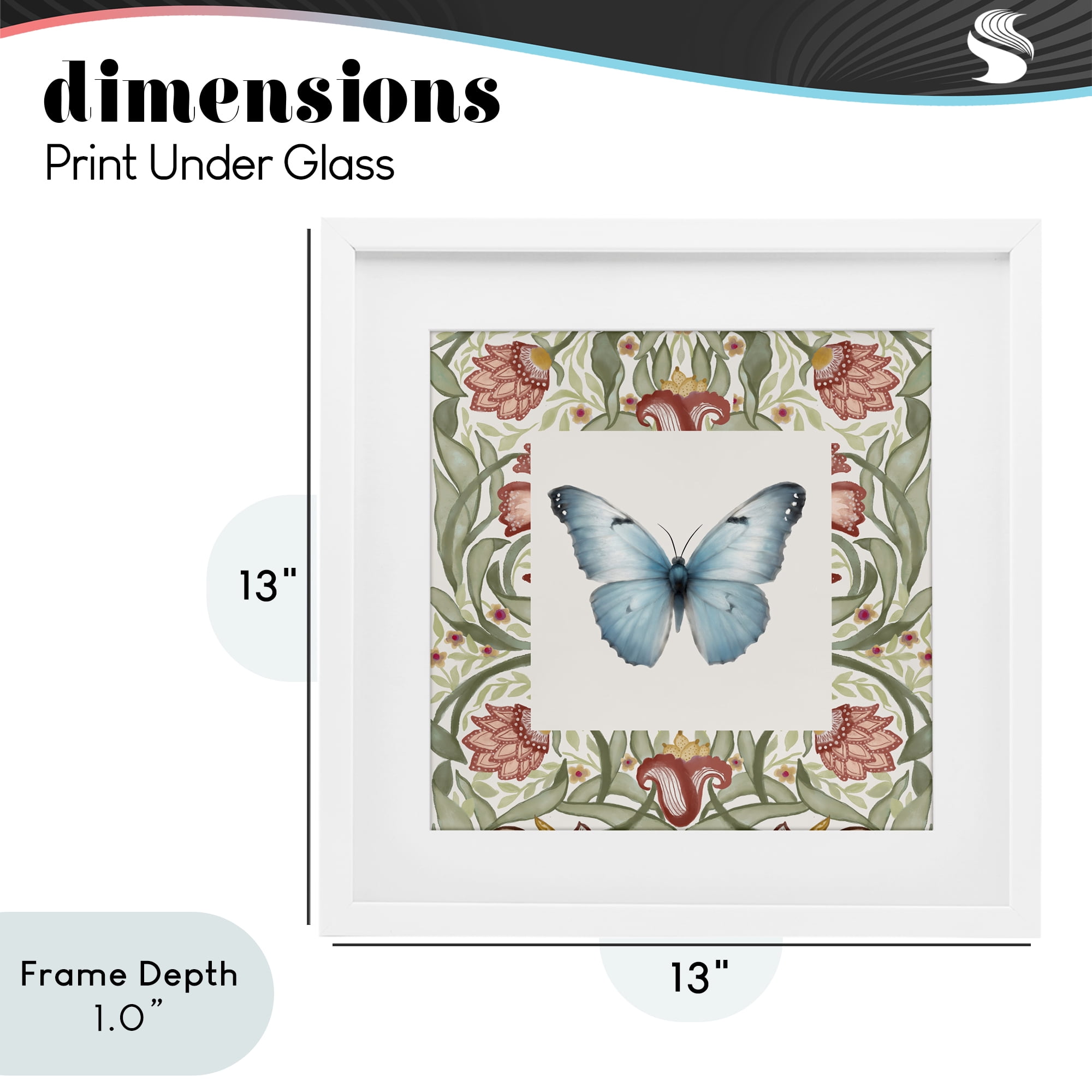 Stupell Industries Baroque Butterfly Vintage Flowers White Framed Print Under Glass, design by Elizabeth Medley