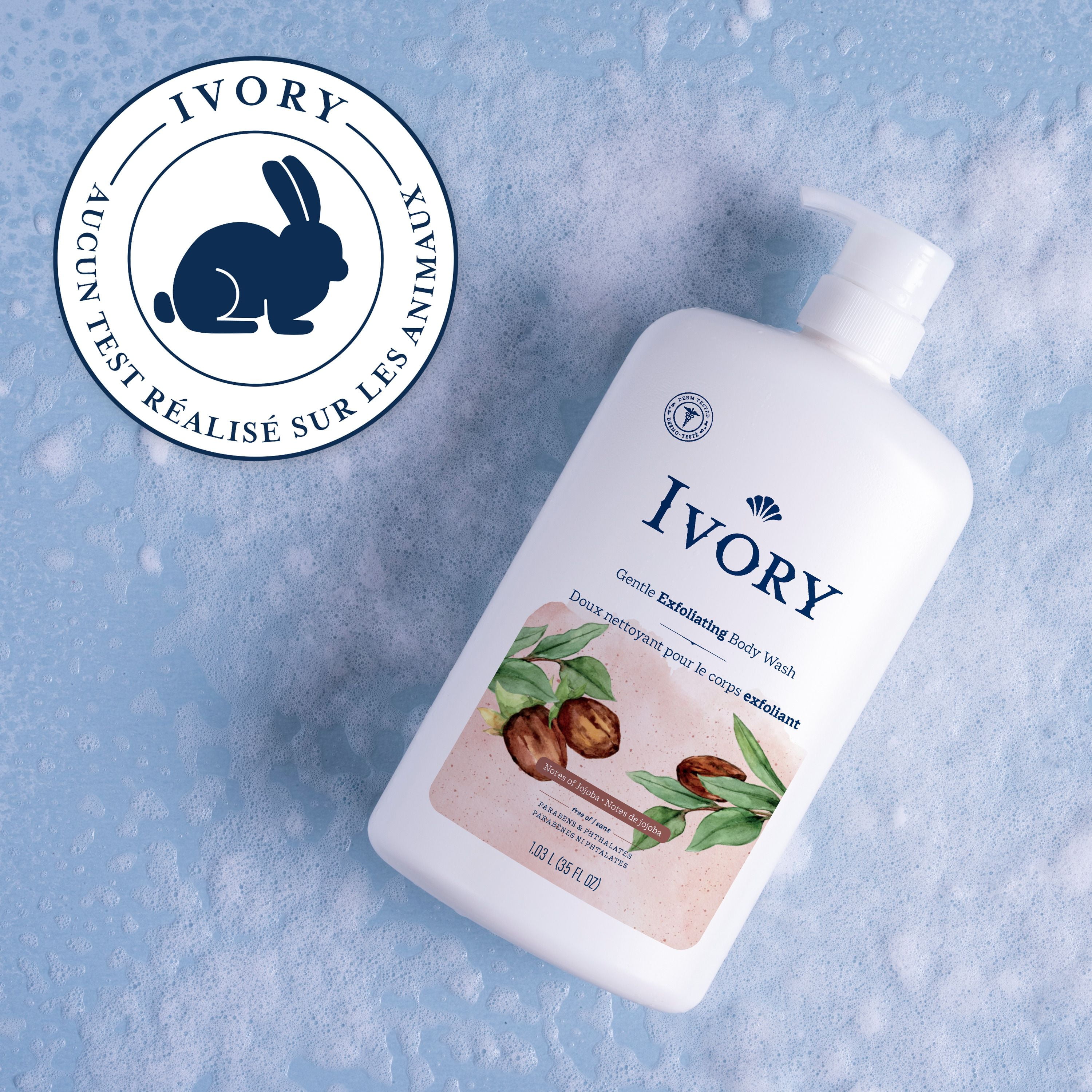 Doux nettoyant pour le corps exfoliant Ivory, parfum Notes de jojoba, 1,03 L (35 oz) 2T-5T