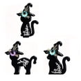thumbnail image 2 of Set of 3 Wooden Halloween Figurines, Pumpkin Ghost Black Cat Tabletop Decor, Hand-Painted Home Party Ornaments for Mantel Shelf Display, 2 of 7