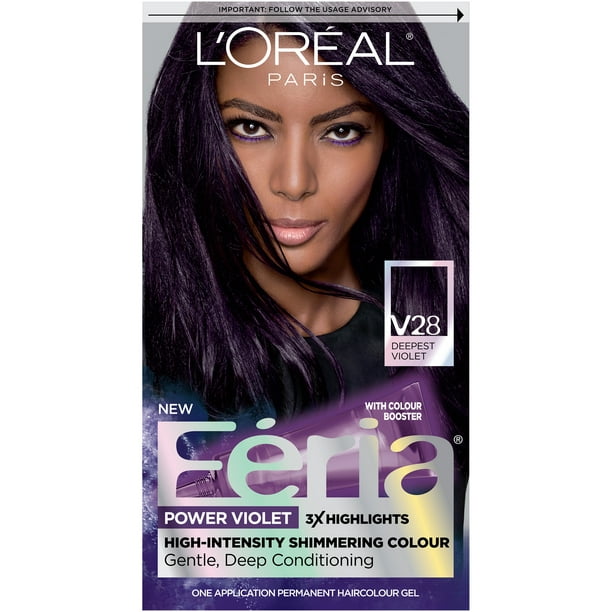 L'Oreal Paris Feria Permanent Hair Color, V28 Midnight Violet Deepest Violet  