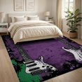 thumbnail image 3 of ODIKA 8'x10' Ultra-Soft Area Rug, Guitar Music Notes Grunge Hip Repeating Rock Motif Vintage Distressed None Washable, Bare feet friendly, Silk-Touch for Bedroom, Under Sectional, 3 of 7