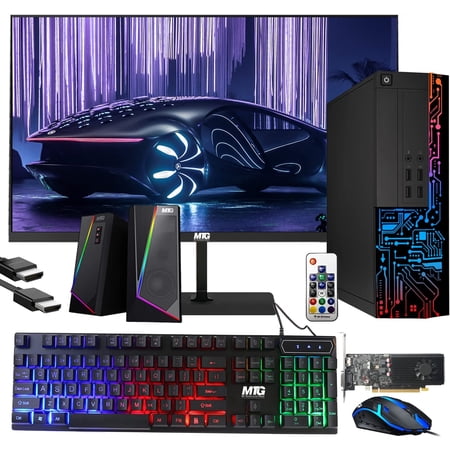Pre-Owned Gaming PC Desktop  Intel Core i7  TechMagnet Siwa 3  GT 1030 4GB DDR4  16GB RAM  480GB SSD  New MTG 27 Inch Monitor  RGB Keyboard Mouse and Speaker  WiFi  Windows 10 Pro (Refurbished)