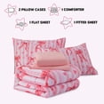 thumbnail image 4 of Btargot 5 Piece kids Comforter Set for Girl Stripe Bows Love Pink Bedding Set Bed-in-a-Bag, 4 of 8