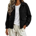 thumbnail image 5 of Enjoytime Lightweight Jacket Women Fall Winter Lapel Collar Zip Up Cropped Coat Casual Trendy Long Sleeve Outerwear, 5 of 7