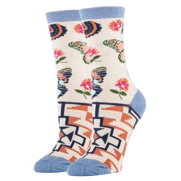 Sock It Up Women’s Colorful Patterned Dress Socks, Premium Cotton Casual Fashion Crew Socks, Butterfly Print