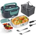 thumbnail image 1 of Electric Lunch Box Food Heater, 80W Portable Warmer for Car Truck Work with 304 Stainless Steel Container, 12V/24V/110V Green Heated Lunch Box Suitab, 1 of 8