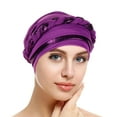 thumbnail image 2 of BKQCNKM Headbands for Women Headband for Washing Face Women Braid Hat Muslim Ruffle Cancer Turban Wrap Cap Headbands, Purple One Size, 2 of 7