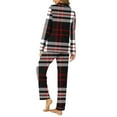 thumbnail image 3 of Wyongtao Womens Long Sleeve Sleepwear Soft Plaid Button Down Loungewear 2 Piece Pjs Pants Set,Black L, 3 of 4