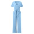 thumbnail image 7 of Yuwull Women Casual Loose Long Bib Pants Wide Leg Jumpsuits Baggy Cotton Rompers Overalls with Pockets Summer Linen Pants, 7 of 7