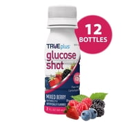 TRUEplus Glucose Shots, 15g Fast-Acting Carbohydrates, Mixed Berry Flavor, 12 Pack