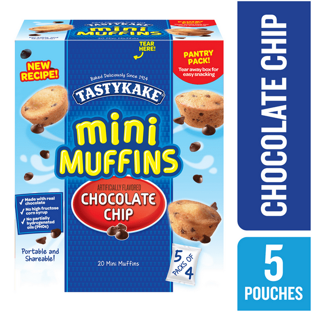 Tastykake Chocolate Chip Mini Muffins, 5 Pouches per Box
