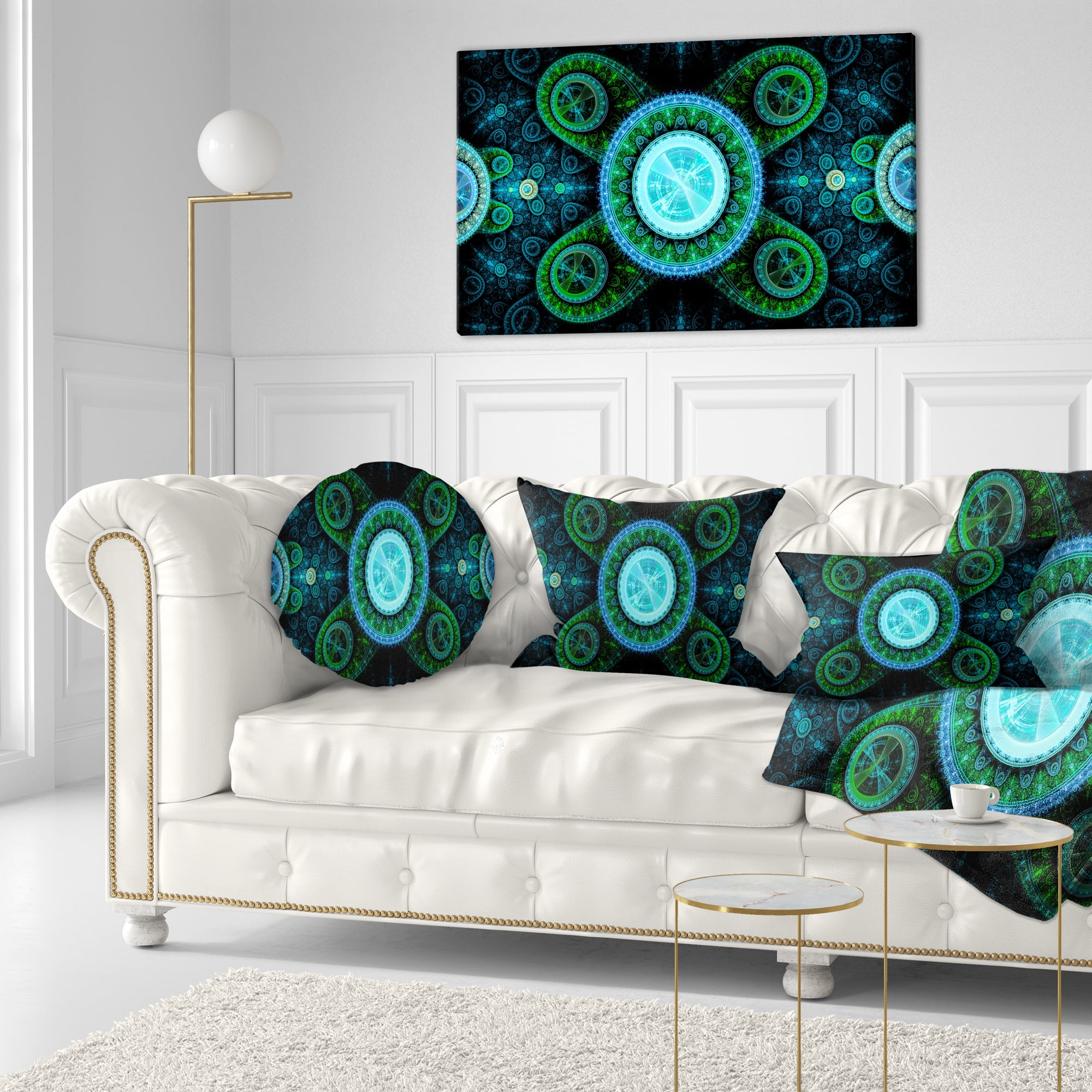 Designart Bright Blue Psychedelic Relaxing Art - Abstract Throw Pillow - 12x20