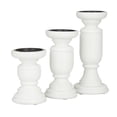 thumbnail image 5 of DecMode 3 Candle White Mango Wood Turned Style Pillar Candle Holder, Set of 3, 5 of 7