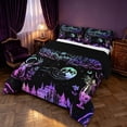 thumbnail image 2 of Manfei Gothic Dark Castle Full Size Comforter Sets,Retro Flowers Moon Bedding Comforter Set,Black Purple,Black Reversible,3 Pieces,1 Comforter and 2 Pillowcases, 2 of 7