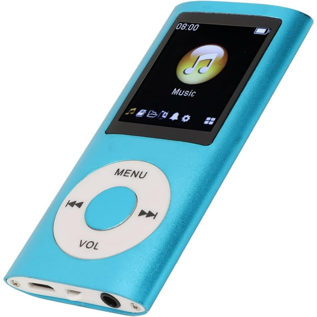 HUGFEGWE MP3/MP4 Player, Portable Music Player with Earphone, 1.8 inch HD Screen, Support up to 64GB Memory Card, 8H Playing time, Super Light Metal Shell(Blue) CJ25311-9272