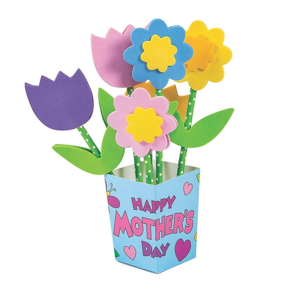 Mother’s Day Straw Flower Bouquet Craft Kit, Makes 12, Craft Kits, Mother's Day, 12 Pieces