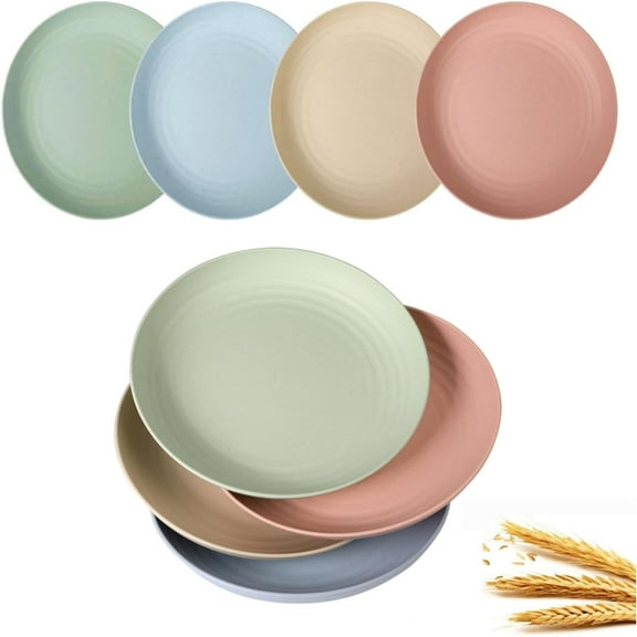 Wheat Plastic Reusable Dinner Plates Unbreakable Dinner Dishes Outdoor Plates Sets Dishwasher Microwave Safe