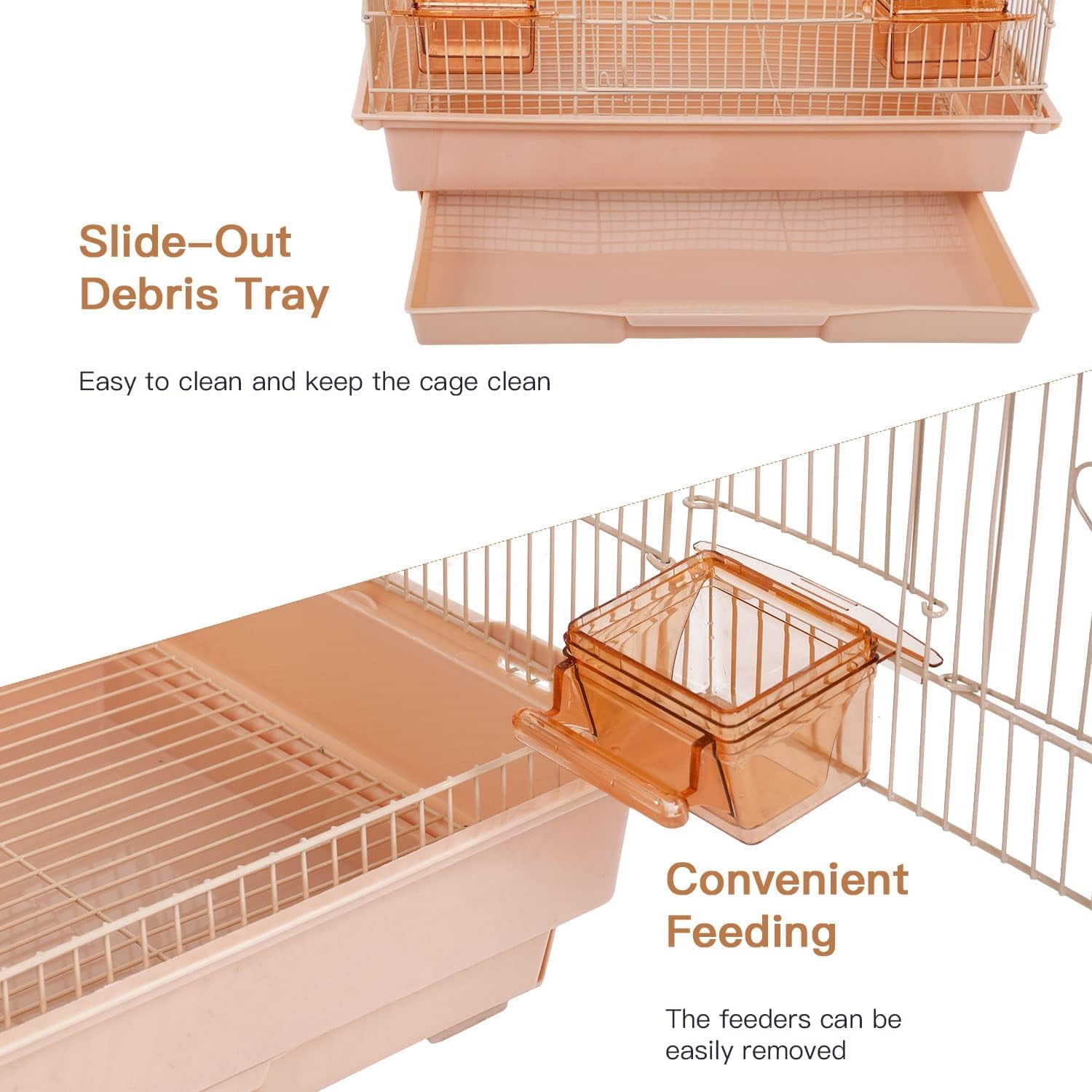 Dkelincs 39 inch Open Top Parakeet Bird Cage Large Flight Pet House Accessories with Toys, Almond