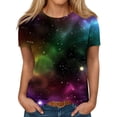 thumbnail image 7 of Fznquz Tops for Women Short Sleeve Fashion Casual Shirts Crew Neck Soft Sparkling Glitter Blouses for Curvy Women, 7 of 7