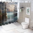 thumbnail image 7 of Orinice  Sailboat Shower Curtain, Pirate Merchant Shipnchored in The Bay of Fortbandoned Rockst Shore, Cloth Fabric Bathroom Decor Set with Hooks,  Pale Muave Beige 69x72, 7 of 7