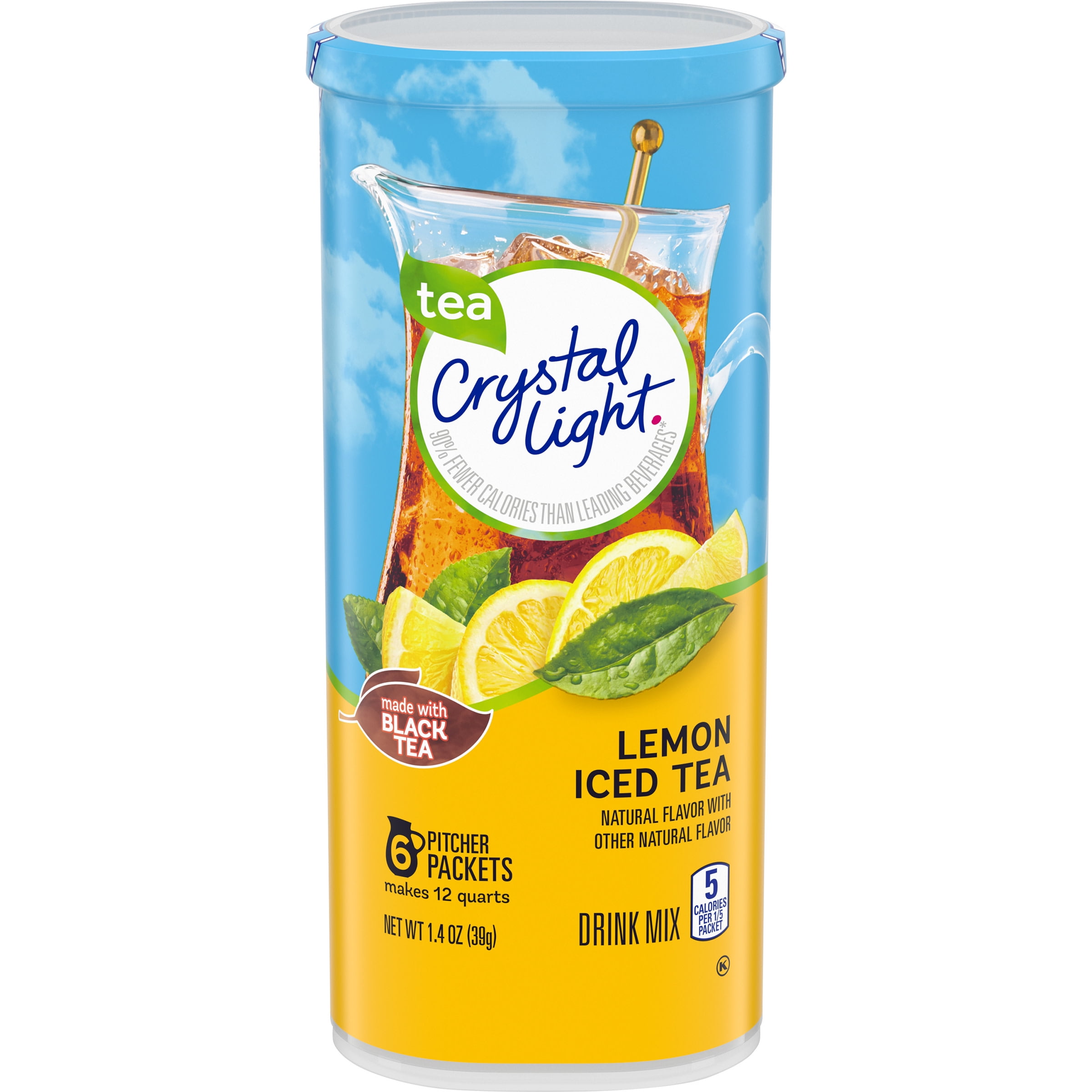 Crystal Light Lemon Iced Tea Powdered Drink Mix, 6 ct 1.4 oz Can
