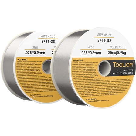 TOOLIOM E71T-GS .035" Diameter 2-Pound Spool Flux Core Self-shielded Carbon Steel MIG Welding Wire 2 PCS