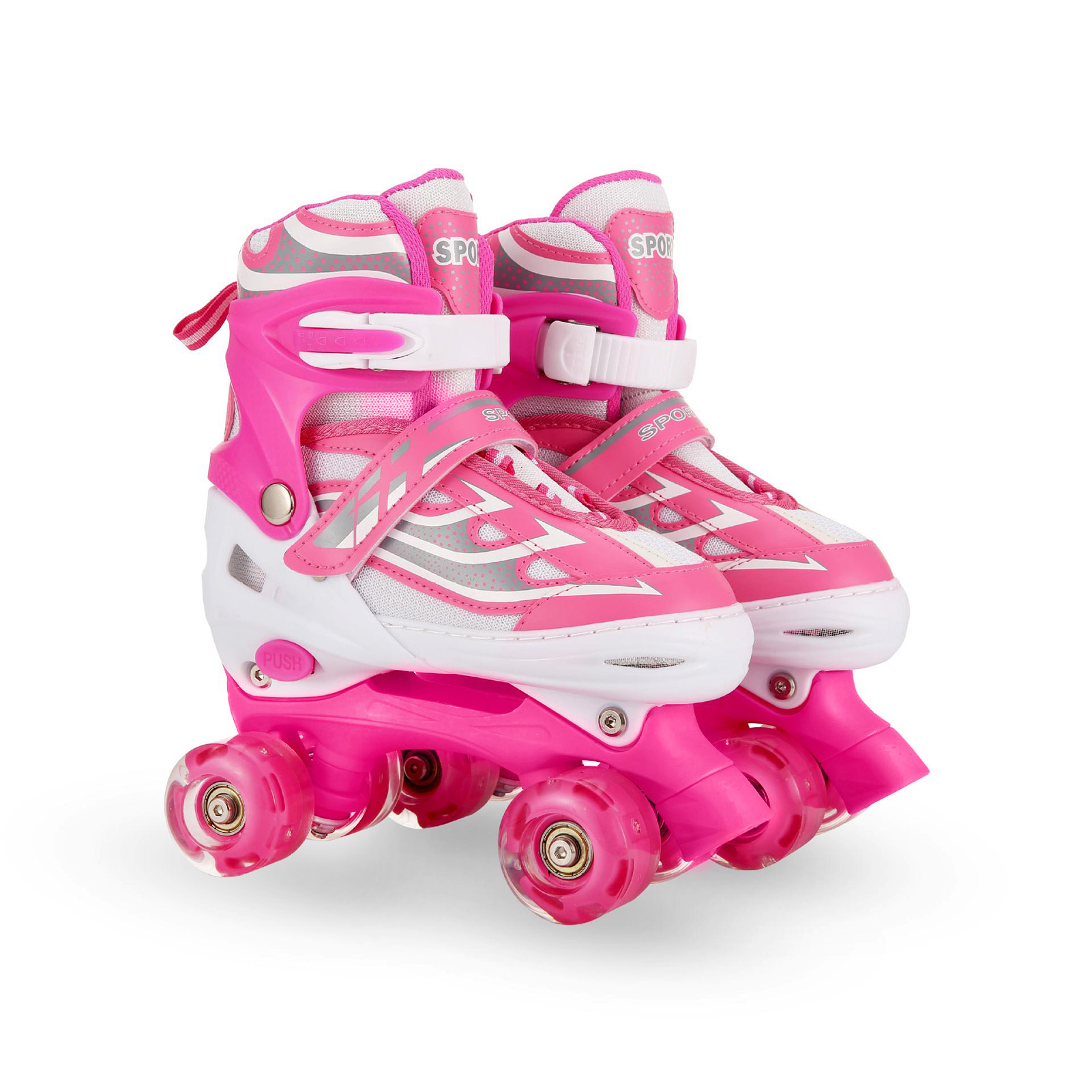 Patins à Roulettes Réglables Enfants/Adultes - 3 Tailles Ajustables, Roues Lumineuses, Protection Incluse