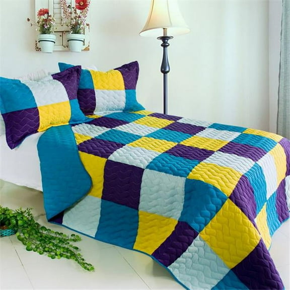 Rhapsody 3 Piece Full/Queen Vermicelli Patchwork Quilt Set