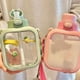 thumbnail image 5 of Inteprter Botella de agua con cuerda, taza de viaje de jugo de leche de plástico con dibujos animados planos cuadrados encantadores, vaso grande de verano Cocina y Comedor Rosa/700ml Inteprter HA067158-02, 5 of 6