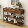 thumbnail image 3 of Winado Console Table with 2 Shelves, Hallway Table, Narrow Sofa Entryway Table with Drawer for Living Room Home, Rustic Brown, 3 of 6