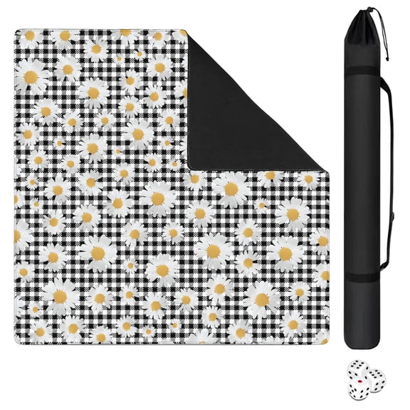 Classic Floral Large Mahjong Table Pad 31.5x31.5 Inch Rubber Mat Non-Skid Feature Reduces Tile Noise for Multi-Functional Game Room Use