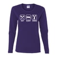 thumbnail image 2 of Cheerleading Eat Sleep Cheer Girl Sports Womens Graphic Long Sleeve T-Shirt, Purple, Small, 2 of 3