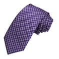 thumbnail image 6 of Jacob Alexander Men's Woven Diamond Grid Pattern Slim 2.5 inch Width Neck Tie - Purple, 6 of 7