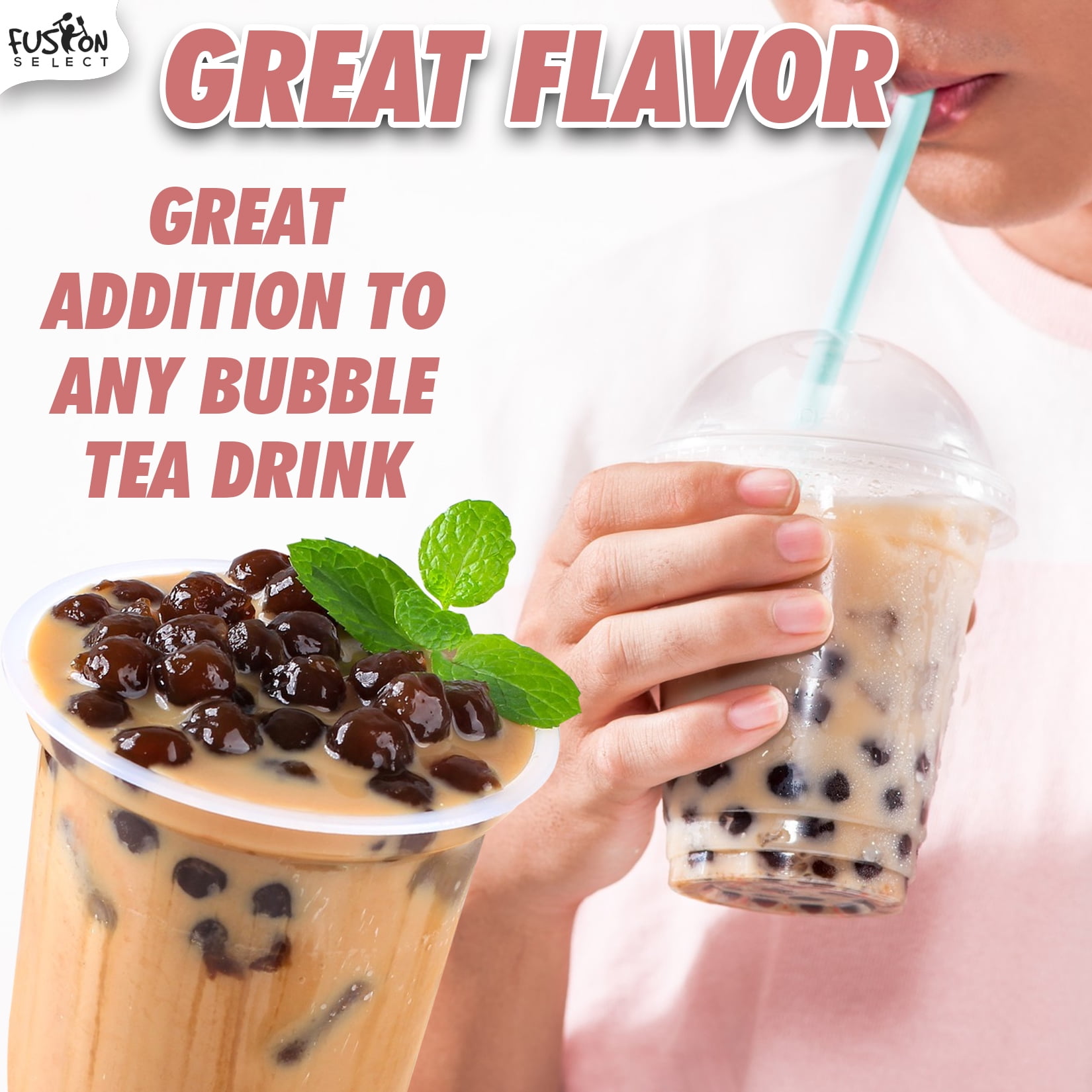 Fusion Select Tapioca Pearl - Black Sugar Flavor Quick Cook Tapioca, DIY Boba, Ready in 5 Minutes, Boba Pearls, Bubble Tea Pearl, Milk Tea Topping, Net Weight 8 Ounce (Pack of 1)