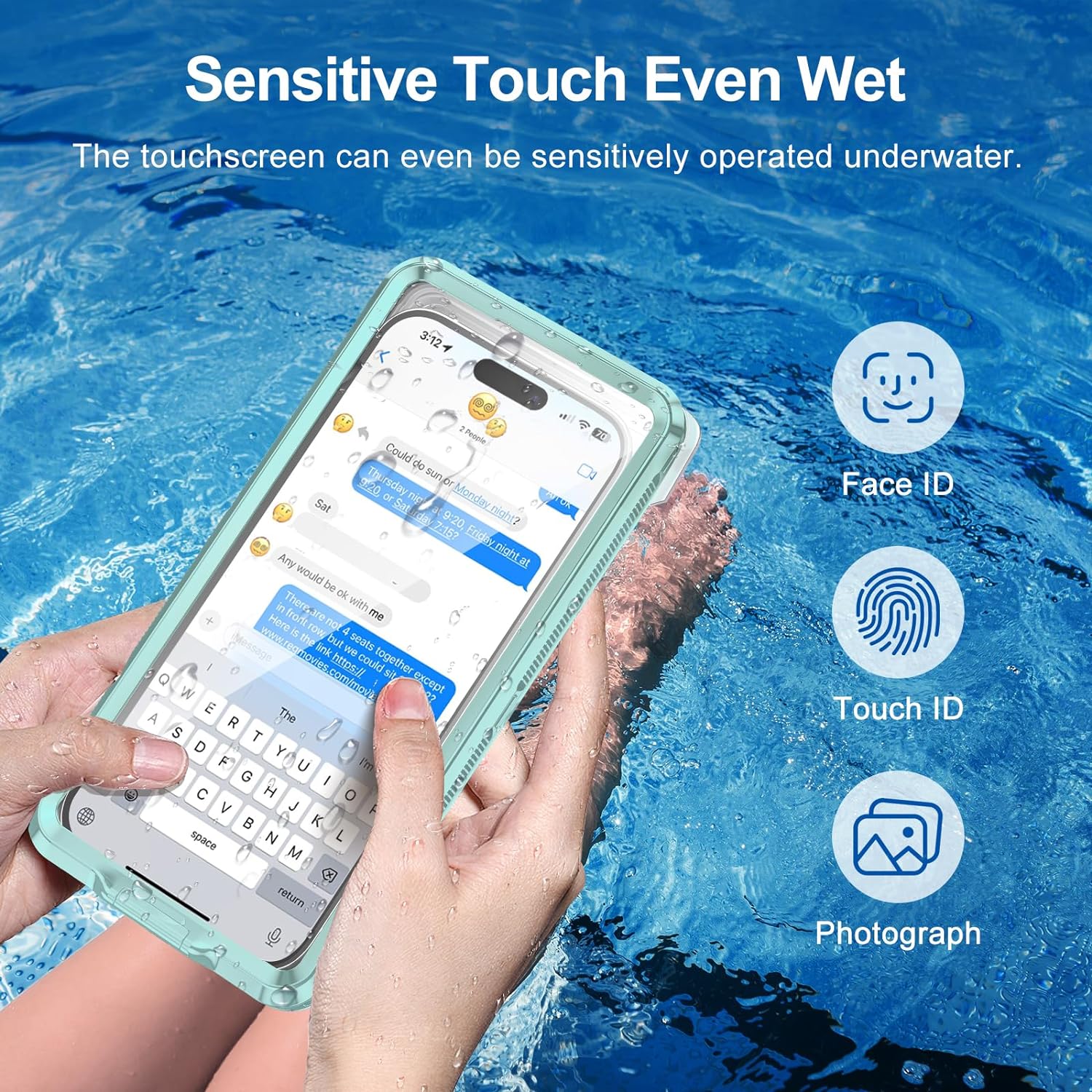 KOMI Waterproof Phone Case, Underwater Snorkeling Diving Phone Case, Universal Self-Check Water Proof Pouch Dry Bag Up to 6.9 Inch for iPhone 15/14/13/12/11/Samsung S24/S23/Google Series - Green