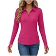 thumbnail image 4 of Womens UPF 50+ Sun Shirts Quickly Dry Half Zip Collared Long Sleeve Workout Tops Lightweights Running Hiking Pullover, 4 of 6