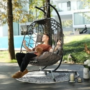 Nicesoul Swing Egg Chair Wicker Hanging Chair With Stand Color Dark Grey Maximum Weight 350lbs