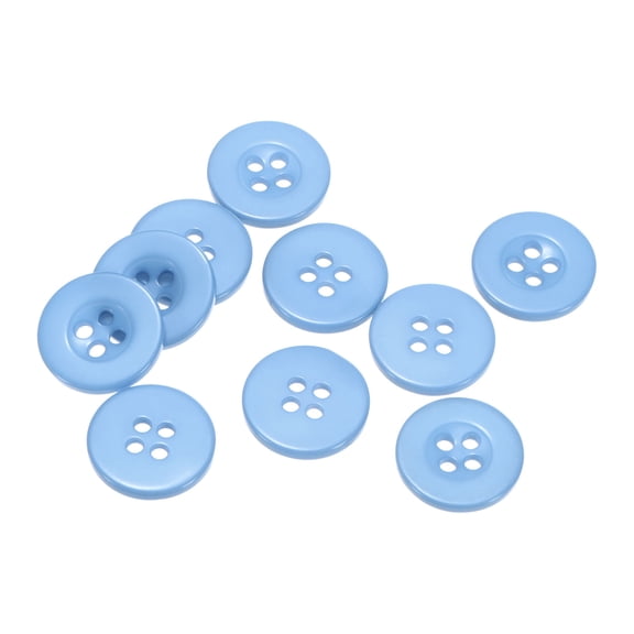 Uxcell 10pcs 28L Sewing Buttons 11/16"(18mm) Resin Round Flat 4-Hole Craft Replacement Buttons, Sky Blue