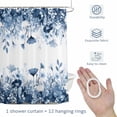 thumbnail image 4 of Blue Flowers Shower Curtain for Bathroom, Spring Watercolor Gradient Blue Floral Leaf Botanical Waterproof Cloth Fabric Bathroom Accessories Set with 12 Rust Proof Plastic Hooks, 72"x84", 4 of 9
