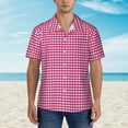thumbnail image 2 of Disketp Hawaiian Shirts For Men,Pink Gingham Print Mens Casual Short Sleeve Button Down Shirts Beach Shirt, 2 of 7
