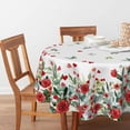 thumbnail image 2 of Valentine Tablecloth 70×70 Inch Round, Rose Flower Butterfly Red Hearts Washable Table Cover for Party Picnic Dinner Decor, 2 of 6