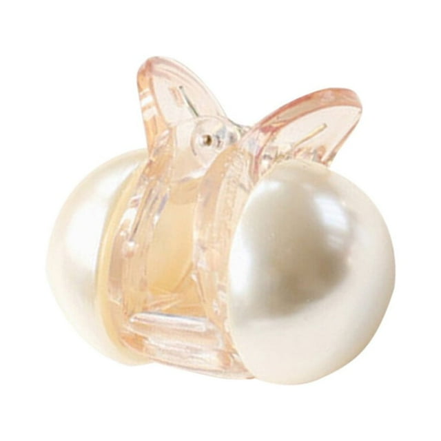 Langgg Pince à Cheveux en Résine Acrylique Perle Ronde Mini Pince à Cheveux Décoration Cadeau pour Fête, Champagne