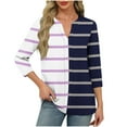 thumbnail image 2 of LiMoi Nice Blouses for Women Trendy Summer 3/4 Sleeve Graphic T Shirts for Women Oversized Tops for Women Plus Size Striped Tops for Women 2025 reorders, 2 of 6
