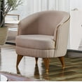 thumbnail image 4 of Ottomanson Barrel Accent Chair Microfiber Modern Armchair for Living Room, Beige, 4 of 5