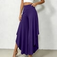 thumbnail image 5 of Tqcoqu Women's Solid High Waist Flowy Wide Leg Pants,Layered Split Hem Pants with Side Pockets,Loose Casual Palazzo Trousers for Summer,Purple Women's S-XXXL, 5 of 6