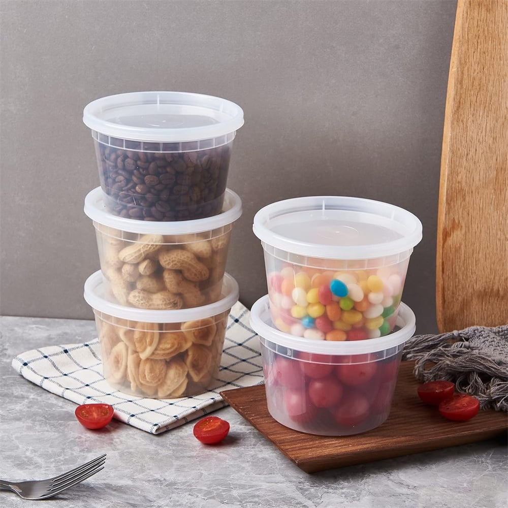 24Pcs 16 oz Disposable Takeout Containers,Deli Containers with Lids,Stackable Food Storage Box,Airtight Leakproof Round Bowls,Non-Spill Plastic Soup Cups,Freezer Safe,for Meal Prep Clear