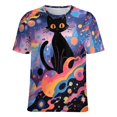 thumbnail image 5 of Cute Planet Cat Women's T-Shirt Short Sleeve T Shirts Tops Tee Ladies Loose T, 5 of 6